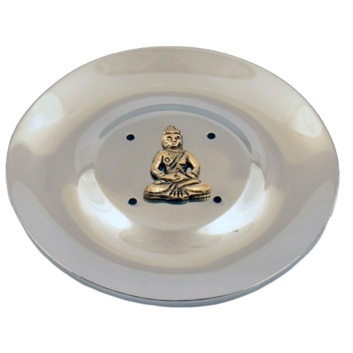 Räucherstäbchenhalter / Halter aus Metall / Halter rund mit Buddha